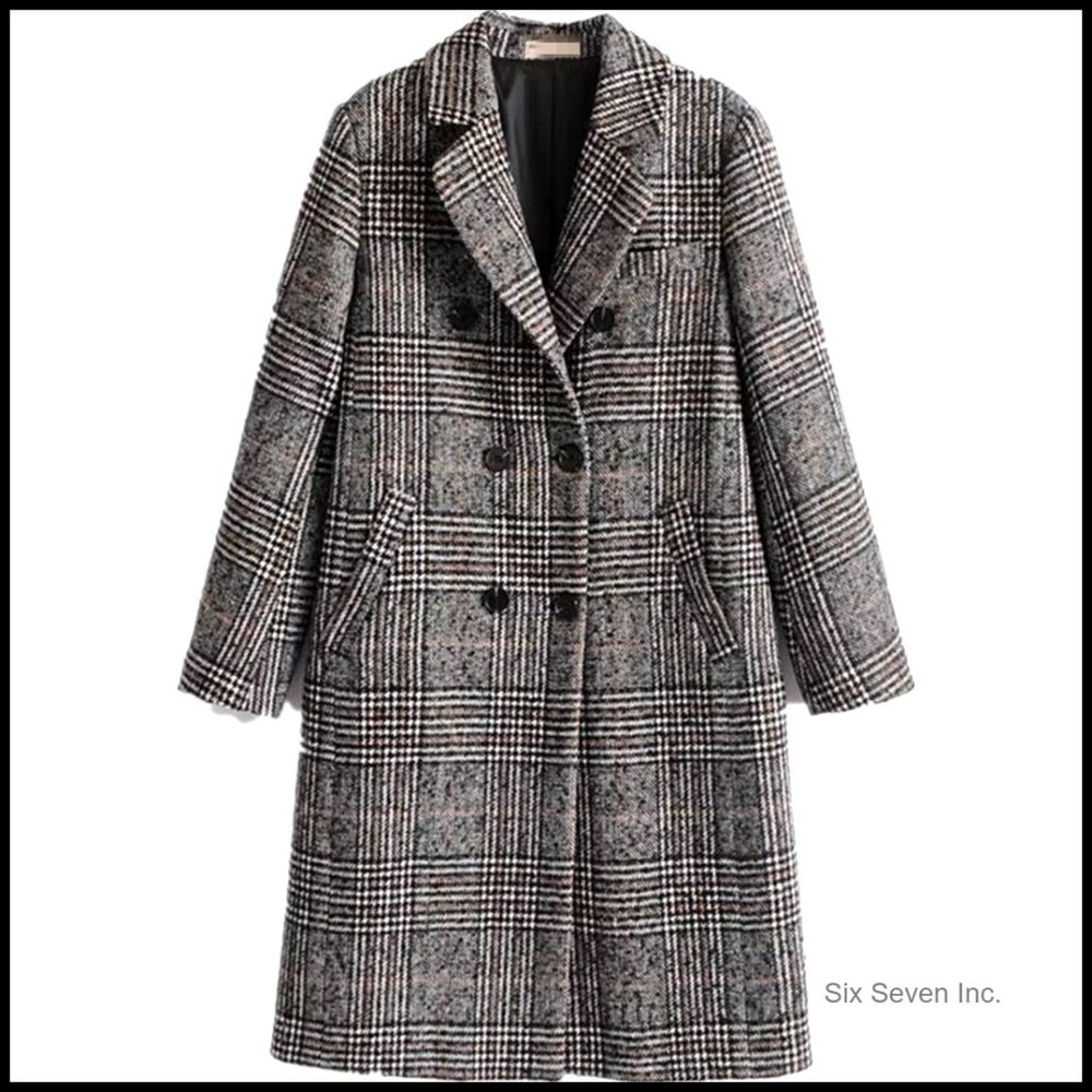 Women's Wool Blend Long Overcoat Double Breasted Lapel Winter Coat